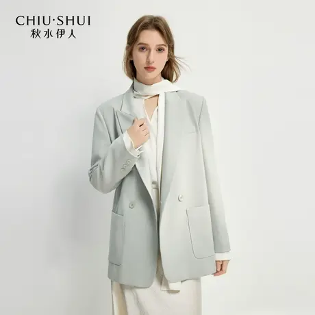 秋水伊人西装外套女装秋新款气质高级感小个子宽松直筒西服短外套商品大图