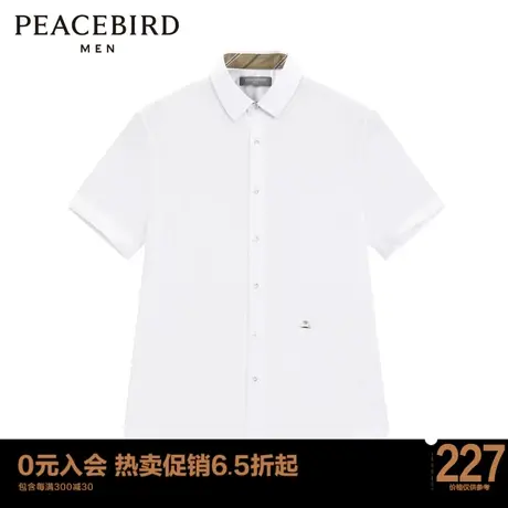 太平鸟男装 2023夏季新款蜜蜂金线刺绣休闲衬衫翻领时尚短袖衬衣图片