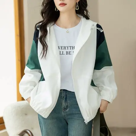 连帽外套女春秋季新款宽松加肥大码女装胖MM减龄百搭洋气开衫上衣商品大图