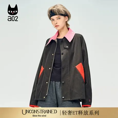 a02【ET释放系列】宽松翻领外套女2025新款秋季设计感秋装上衣商品大图