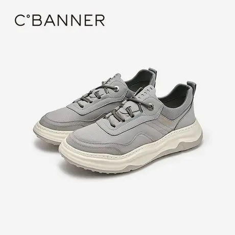 千百度男鞋厚底真皮休闲鞋气质百搭新款增高轻便舒适透气运动鞋商品大图