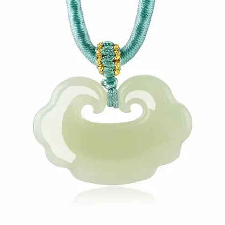 周大生官方和田玉如意锁吊坠吉祥平安祥云真玉石挂坠项链生日礼物图片