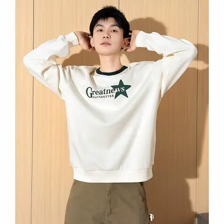 唐狮秋冬季卫衣男士新款印花圆领慵懒风高级感字母美式学生TD图片