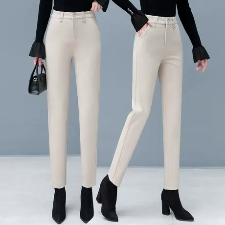 歌姿伊冬季毛呢烟管裤女2023新款职业西装裤小个子休闲小脚直筒裤图片