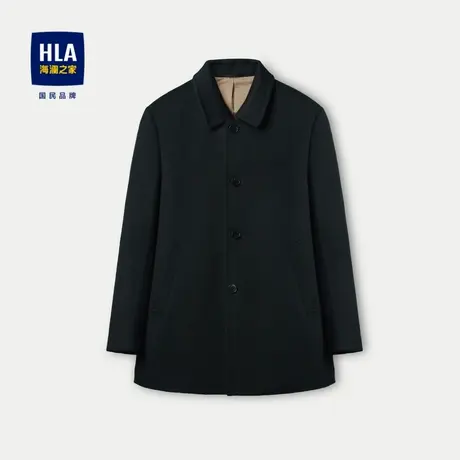 HLA/海澜之家含羊绒大衣2023秋冬新款鹅绒内胆保暖翻领毛呢外套男商品大图