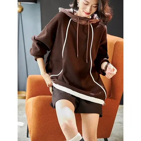 宝诗黎【新品价258元】连帽拼接宽松加绒卫衣AIQ3001图片