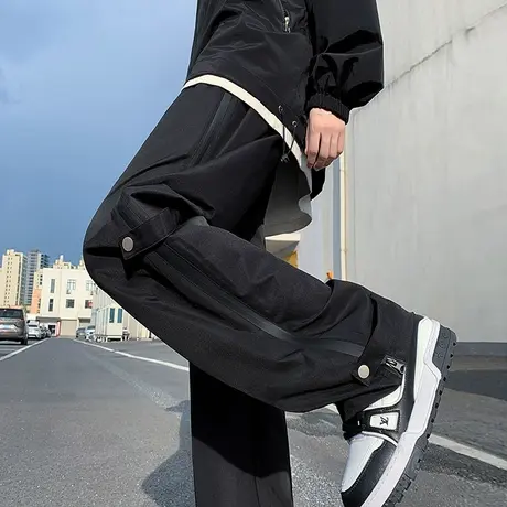 美式高街工装裤男春秋季潮牌户外机能冲锋裤阔腿宽松直筒休闲长裤商品大图