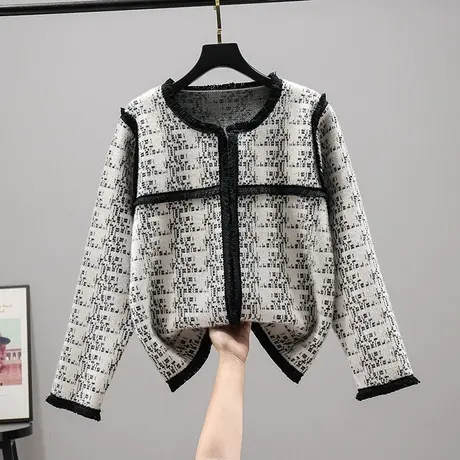 2023春装新款韩版宽松小香风圆领针织衫开衫外套女士百搭上衣毛衣商品大图