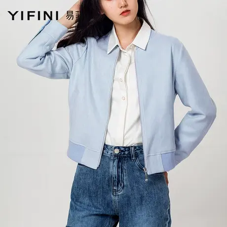Yifini/易菲短外套女春秋新款小个子修身韩版百搭夹克上衣潮商品大图