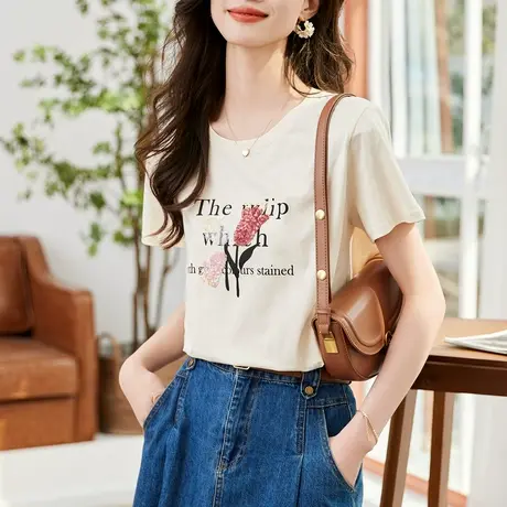 时尚气质碎花短袖T恤商品大图