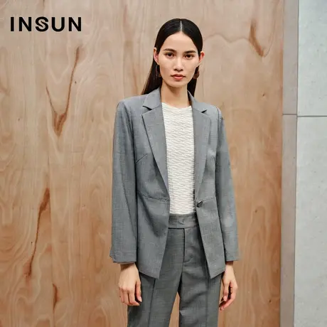 INSUN恩裳线上专选秋季肌理感羊毛提花西装外套图片
