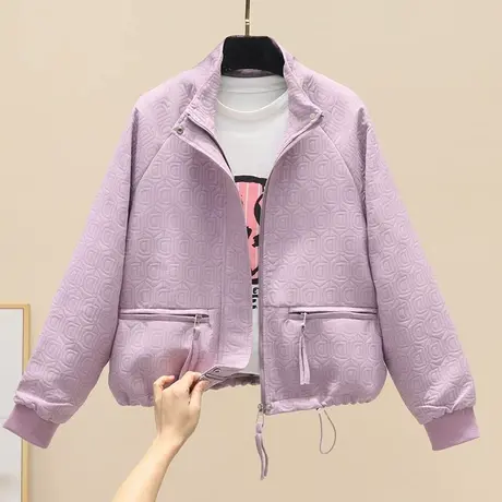 开春韩版立领拉链短款运动外套女休闲百搭清新高腰夹克工装上衣潮商品大图