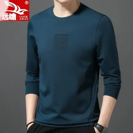 秋季卫衣男士圆领上衣2022新款休闲打底衫男装春秋百搭长袖t恤男商品大图