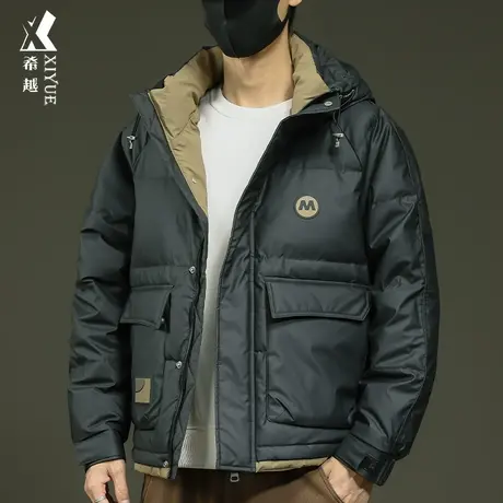 希越2023冬季新款连帽棉衣男潮牌宽松大码男士面包服保暖羽绒棉服商品大图