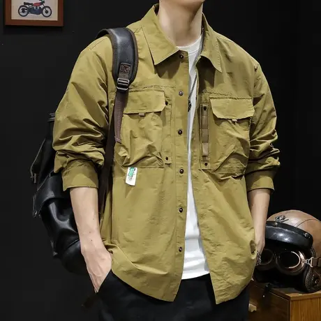 美式复古衬衫男潮牌高级感春季2024新款休闲男士外套衬衣长袖春秋商品大图