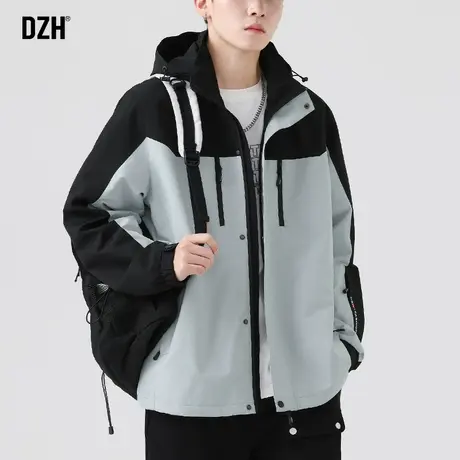 男士防水冲锋衣高级感连帽防风外套男春秋潮牌休闲短款风衣登山服商品大图