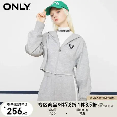 ONLY奥莱夏季百搭休闲卷边连帽短款卫衣外套女商品大图