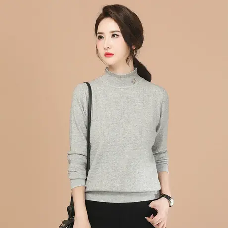 【新品立减】半高领百搭打底毛衣女显瘦长袖针织上衣图片