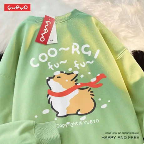 悦游 下雪柯基 雪天冬季治愈加绒套头卫衣男可爱小众设计感图片