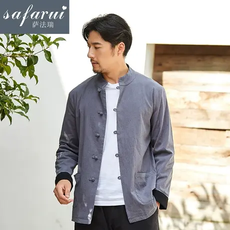 中国风外套男中式复古盘扣中青年唐装秋季男士上衣宽松休闲汉服商品大图