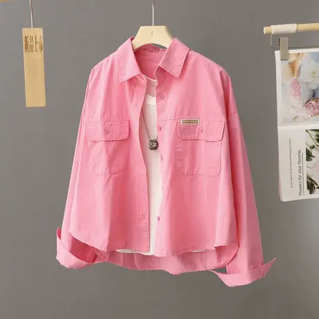 今年流行的漂亮衬衫式外套女小个子短款上衣设计感春秋衬衣短外套商品大图