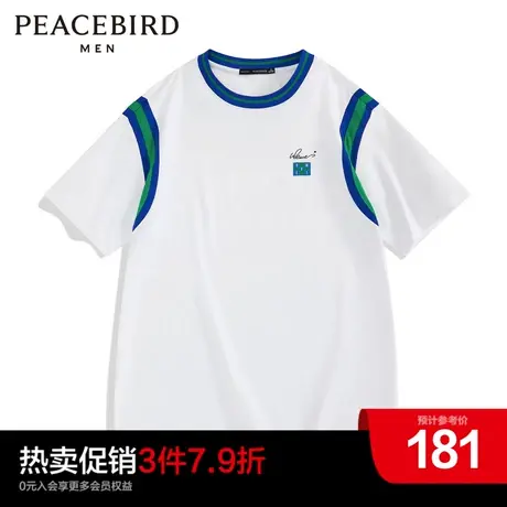 太平鸟男装奥莱  春新款复古运动风短袖T恤男图片