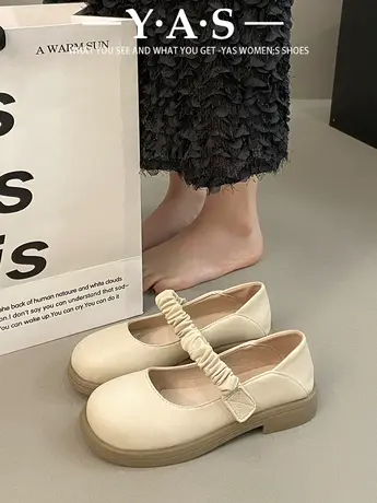 白色玛丽珍鞋女2024春季新款软底复古单鞋温柔风配裙子平底孕妇鞋商品大图