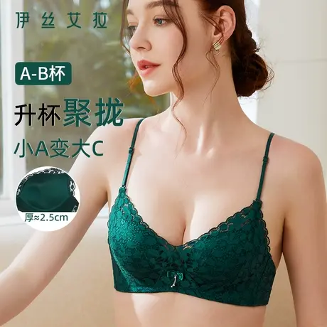 伊丝艾拉小胸显大无钢圈舒适聚拢收副乳调整型防下垂内衣加厚女图片