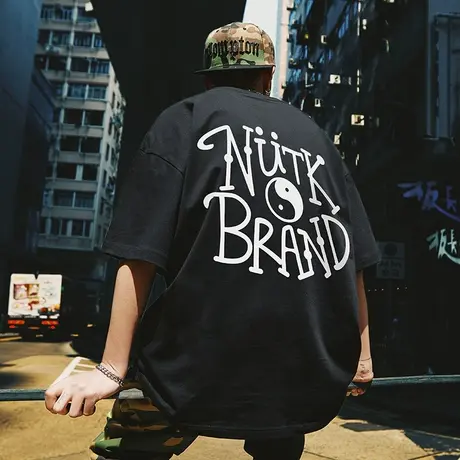 Nuthink国潮潮流大码太极短袖T恤男潮牌春季加肥加大半袖上衣男款商品大图