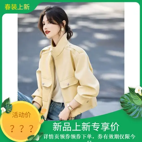 时尚气质外套2024年春季新款女立领温柔百搭通勤高级休闲皮衣上衣商品大图