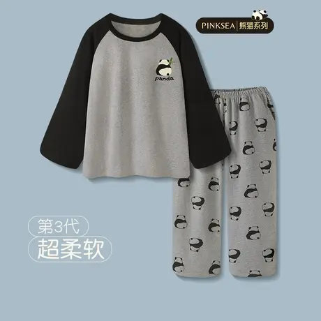 情侣睡衣女春秋纯棉长袖新款熊猫套装可外穿休闲大码男士家居服商品大图