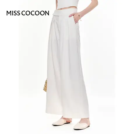 MISSCOCOON【漫拾光旅】24春新款复古简约垂坠感日常通勤休闲裤图片