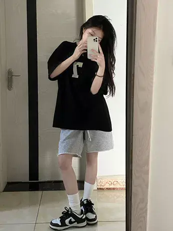 休闲宽松纯棉短袖t恤女小个子夏季2022新款港味chic半袖上衣潮牌商品大图