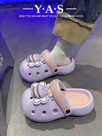 厚底洞洞鞋女款夏季2024新款外穿海边沙滩防滑eva可爱包头凉拖鞋商品大图