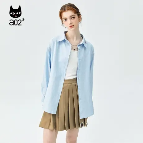 【漫步】a02宽松通勤风衬衫2023秋季新品简约纯色休闲百搭上衣女图片