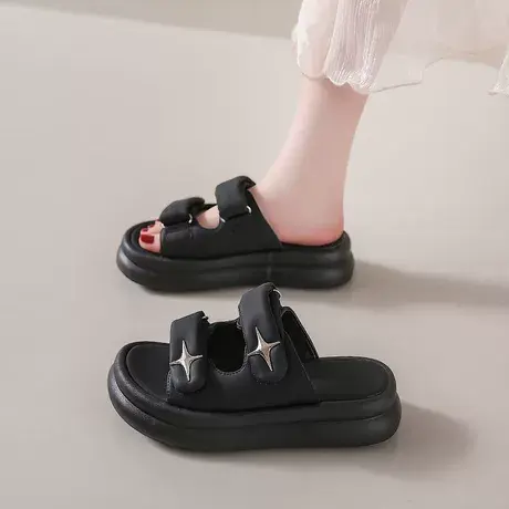 凉拖鞋女款夏季外穿厚底踩屎感时尚百搭休闲软底防滑拖鞋沙滩凉鞋商品大图