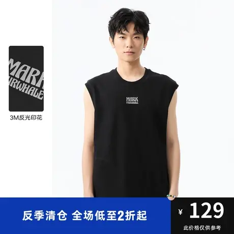 马克华菲3M反光字母印花背心T恤男时尚夏季新款宽松时尚潮流上衣商品大图