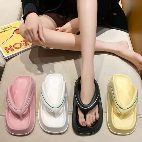 人字拖法式高级感露趾拖鞋2024新款外穿厚底鞋拖居家休闲夹脚凉拖商品大图