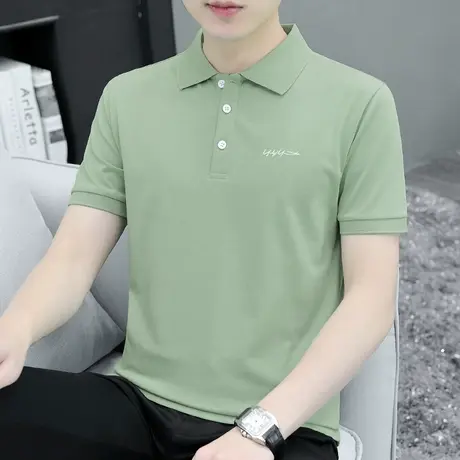 2023新款夏季冰丝polo衫男士短袖翻领t恤潮牌半袖保罗有领上衣服商品大图