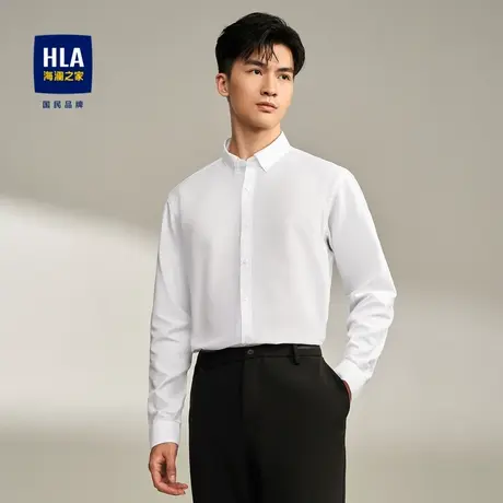 【易打理】HLA海澜之家商务长袖衬衫休闲23秋季新款亲肤白衬衣男图片
