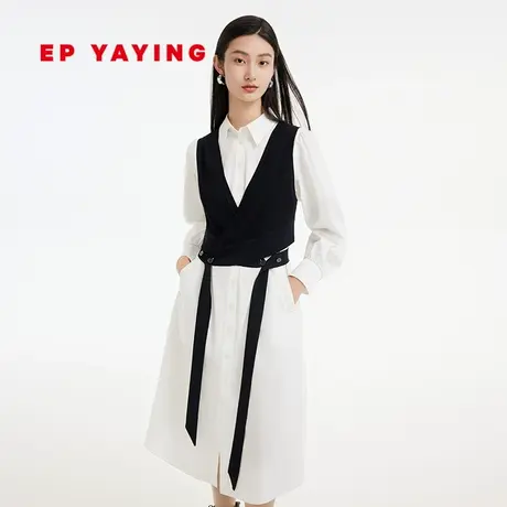 EP YAYING雅莹女装 长绒棉文艺白衬衫连衣裙 2023新品4306A图片
