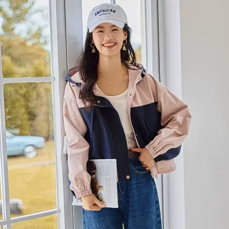 时尚气质长袖连帽外套2023年夏季新款淑女温柔宽松显瘦通勤上衣商品大图