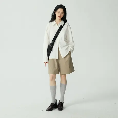 omont蛋挞家 复古西装短裤女夏季2023年新款垂感显瘦阔腿裤休闲裤图片