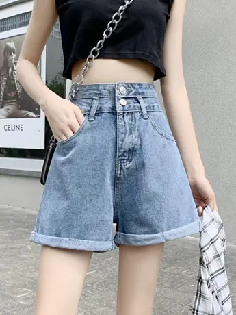 清仓捡漏牛仔短裤女夏装2023年a字显瘦百搭学生高腰外穿热裤ins商品大图