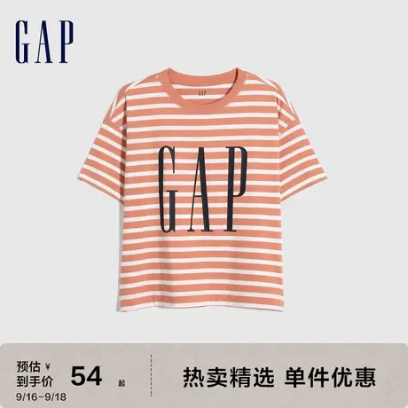 【亲肤】Gap女装LOGO纯棉透气短袖T恤 夏季新款休闲宽松运动上衣图片