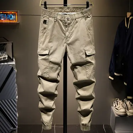 春夏款香港潮牌余文乐工装裤男宽松束脚百搭男士休闲长裤子男学生商品大图