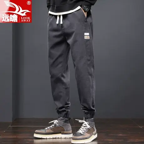 男士休闲裤男秋季厚款束脚裤男2022新款潮流直筒修身潮牌裤子男款图片