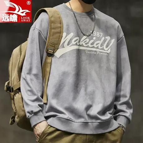 远瞻卫衣男春秋季新款长袖T恤打底衫ins潮牌宽松休闲圆领上衣男士商品大图