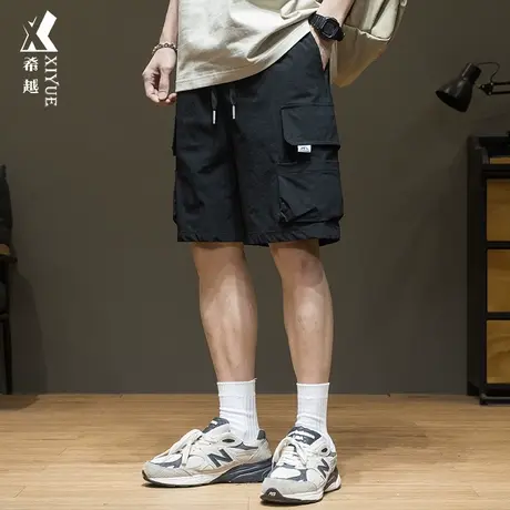 希越设计感大口袋工装短裤男夏季凉感速干休闲五分裤宽松加大裤子商品大图