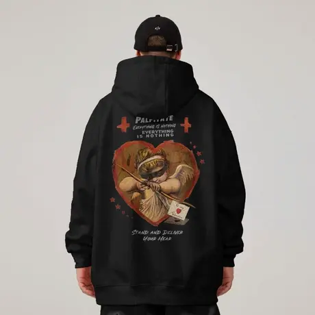 美式复古嘻哈大码卫衣男装情侣纯棉重磅做旧高街外套加绒春秋冬季商品大图